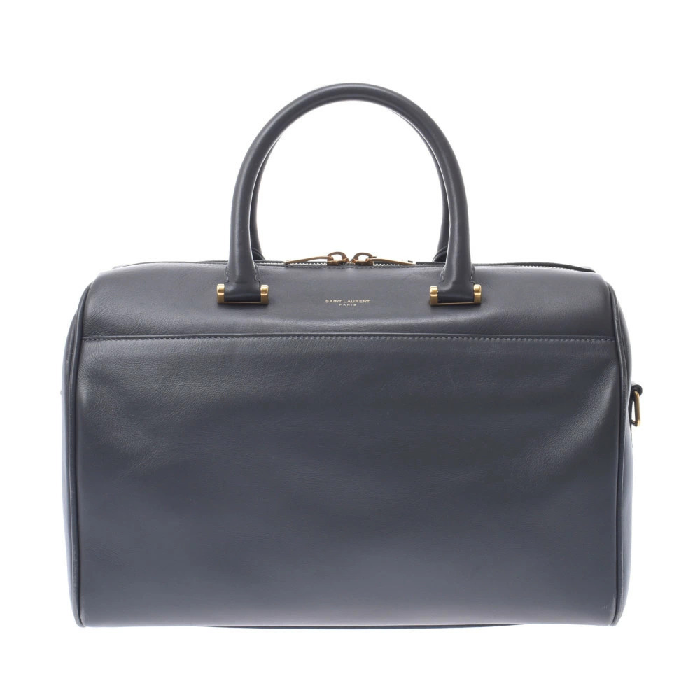 SAINT LAURENT Bowler Bag Boston Gray Calfskin Handbag